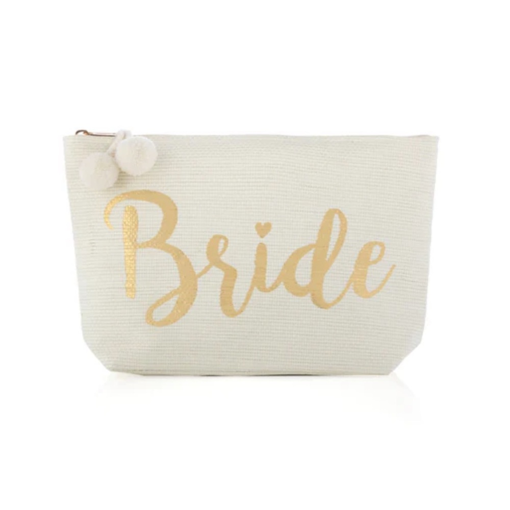NWT SHIRALEAH MIA "BRIDE" ZIP POUCH, IVORY
